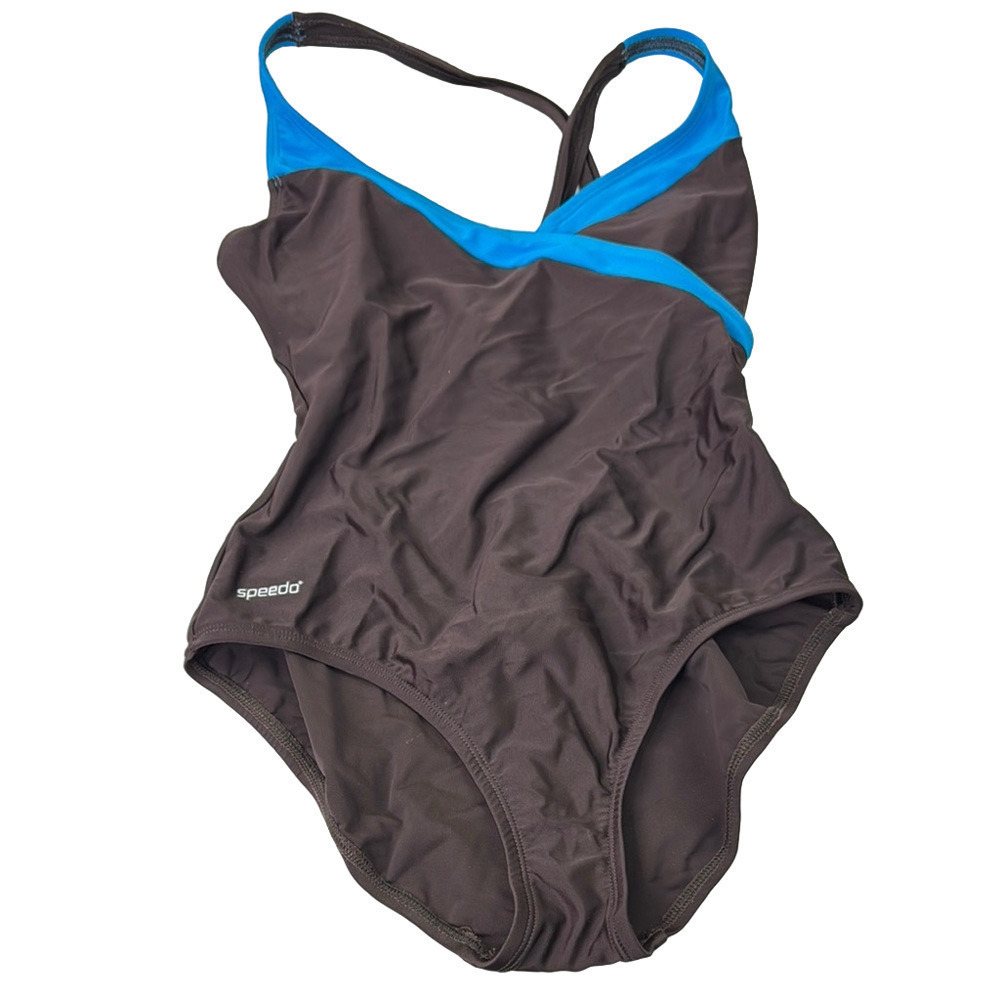 Speedo Women's Brown and Blue One Piece Swimsuit size 12
